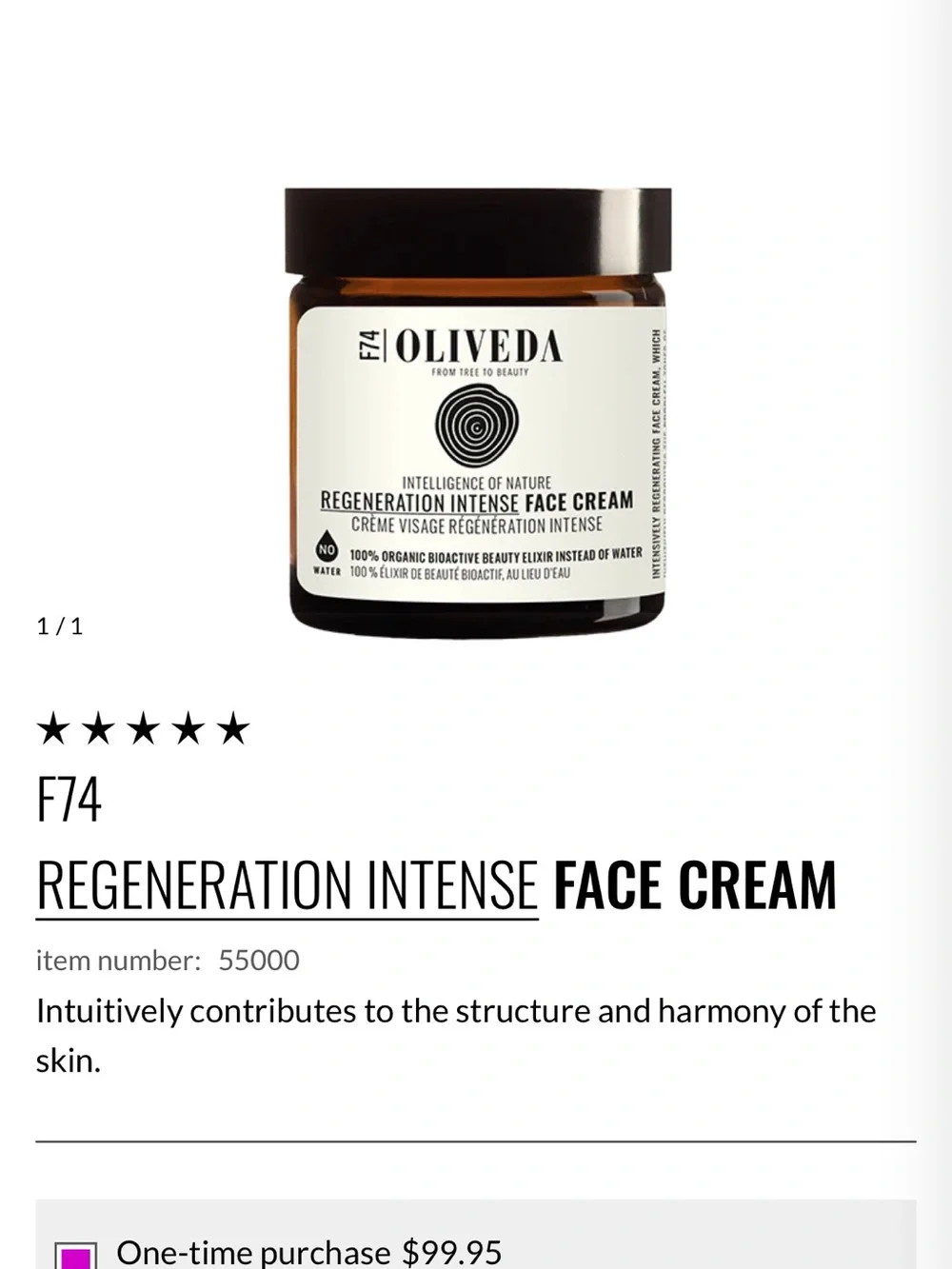 Oliveda Regeneration Intense Face Cream - Cream